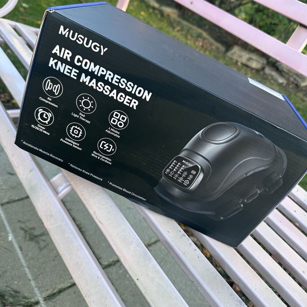 MUSUGY Air Compression Knee Massager Heat Vibration Red Light Rechargeable Box